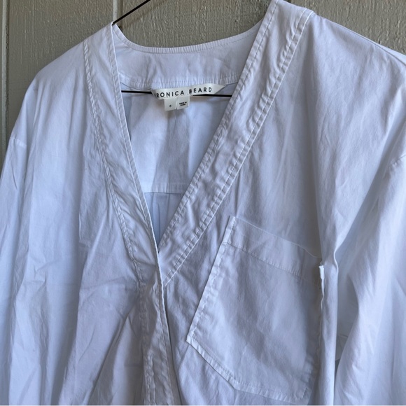 Veronica Beard White Cotton Wrap Blouse Long Sleeves Size 6 - Picture 2 of 8